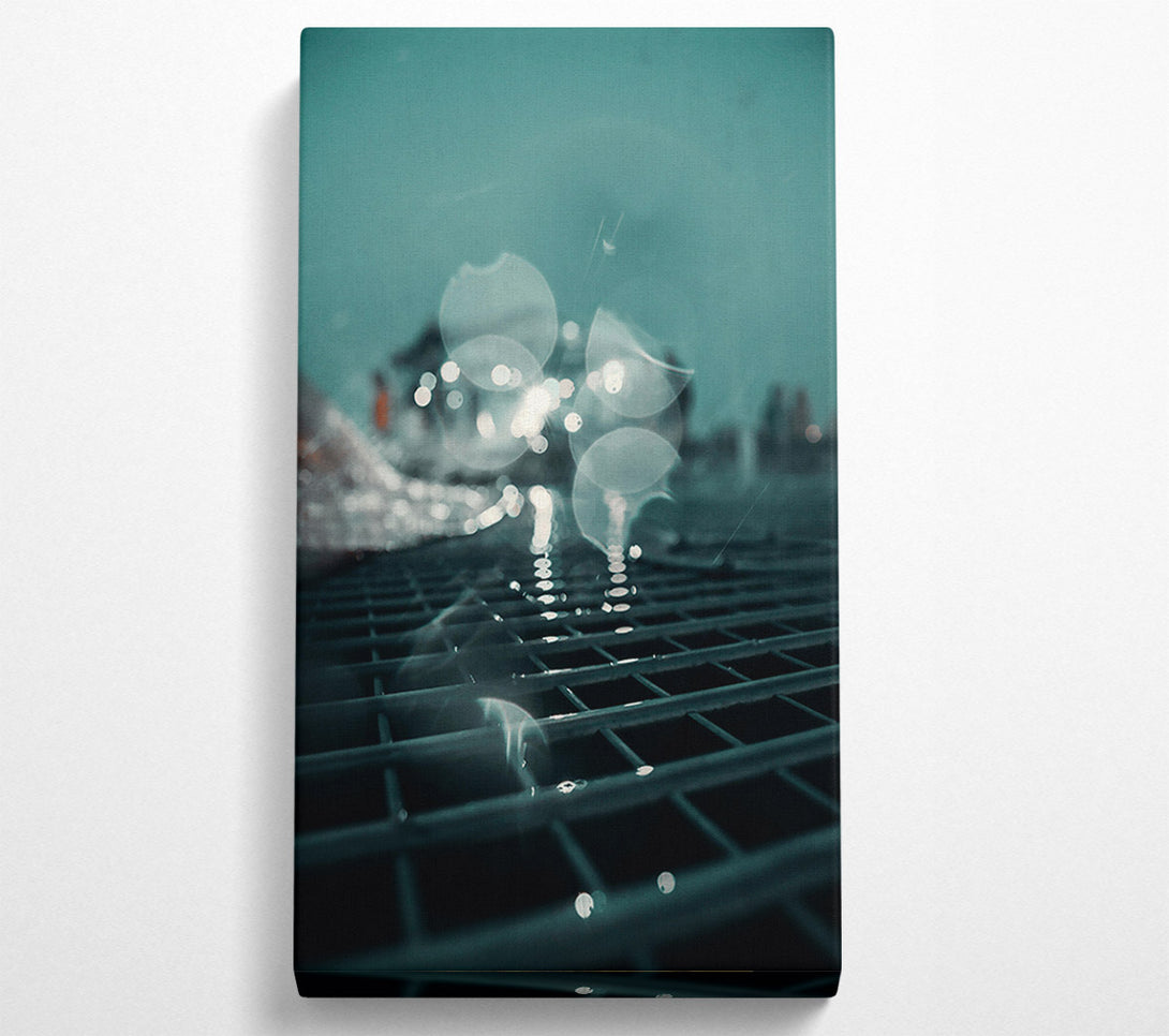  A Canvas Print of Teal Grid Reflections. Canvas Wall Art