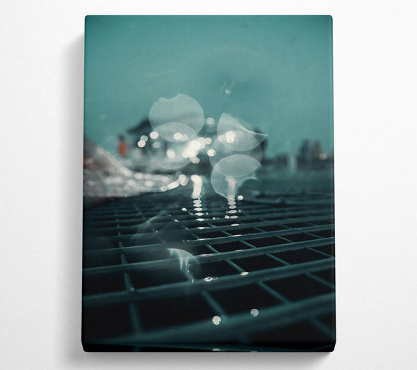  A Canvas Print of Teal Grid Reflections. Canvas Wall Art