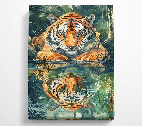  A Canvas Print of Orange Tiger Reflection Canvas Wall Art