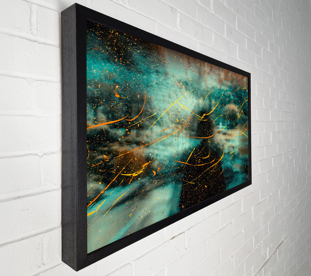 A Canvas Print of Teal And Gold Splatter Canvas Wall Art