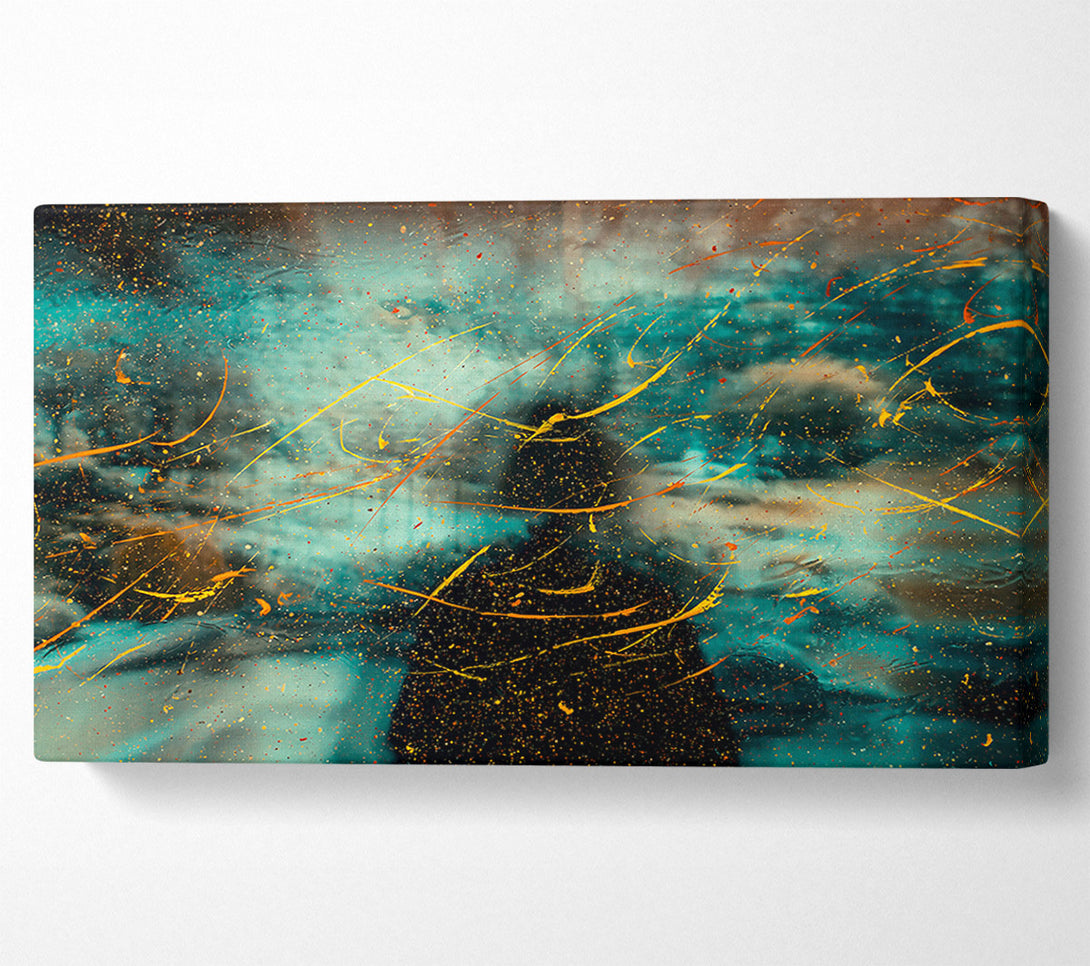  A Canvas Print of Teal And Gold Splatter Canvas Wall Art