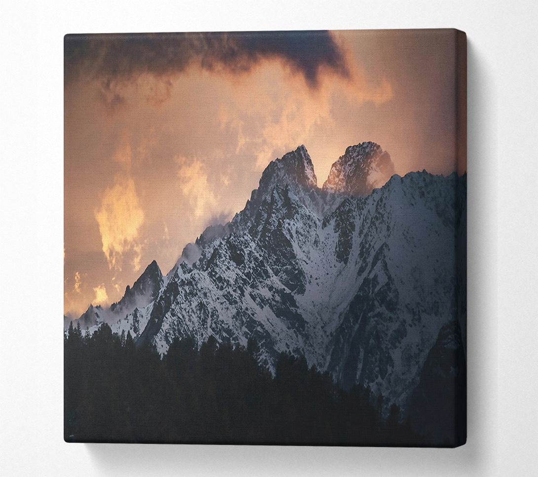  A Canvas Print of Orange Sky Peaks Canvas Print