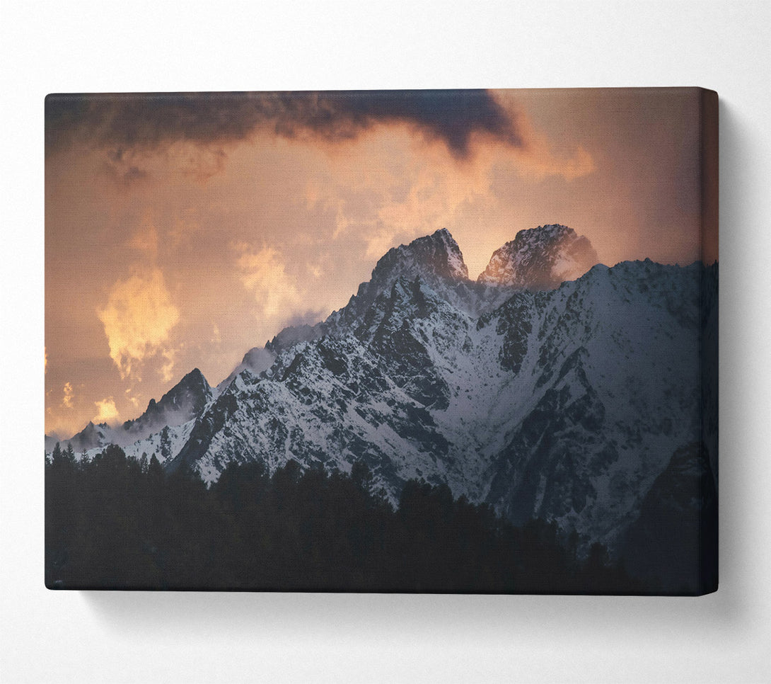  A Canvas Print of Orange Sky Peaks Canvas Print