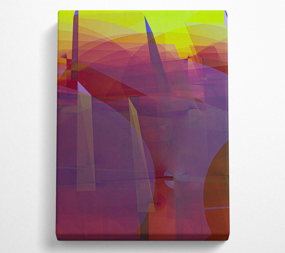  A Canvas Print of Crimson Geometric Dreamscape Canvas Wall Art