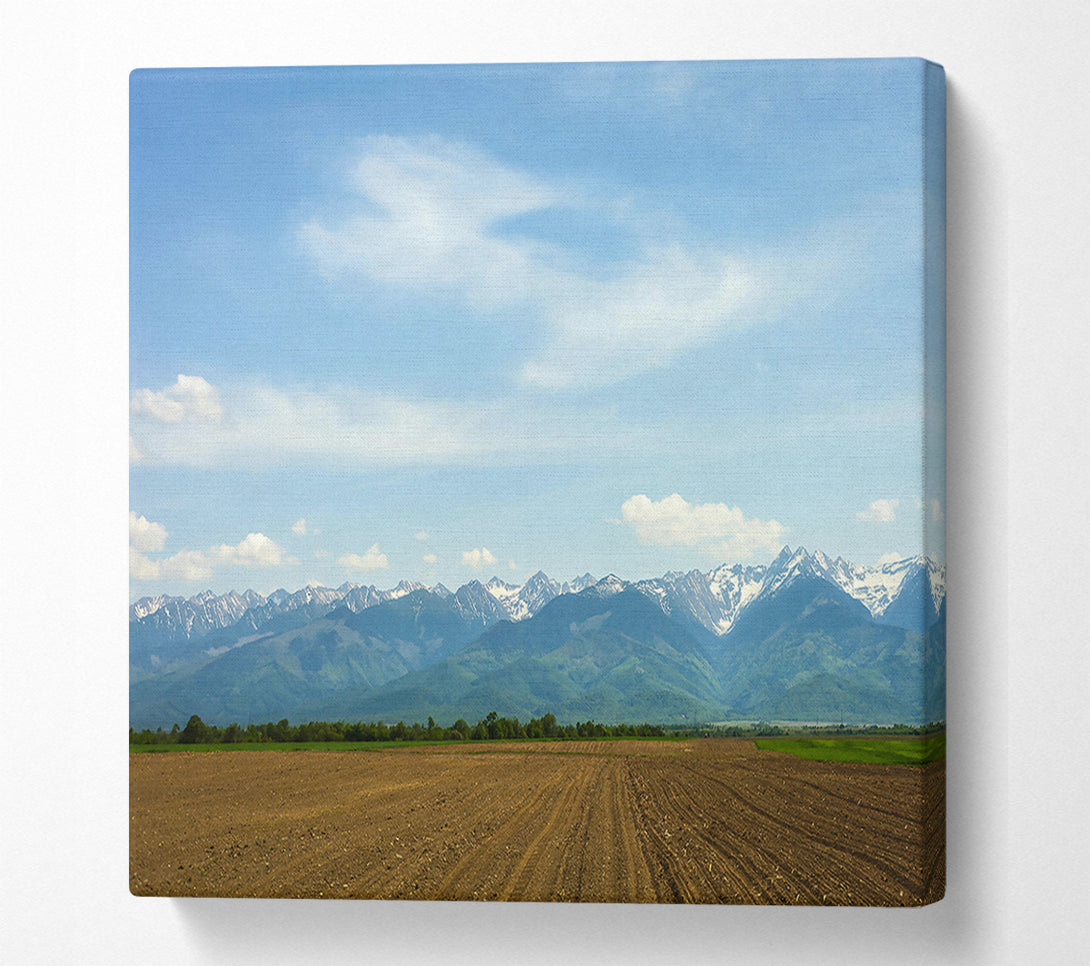  A Canvas Print of Brown Fields And Distant Peaks Canvas Wall Art