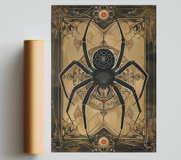 Black Arachnid In Gold Poster