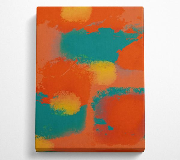  A Canvas Print of Orange Abstract Splashes Canvas Wall Art