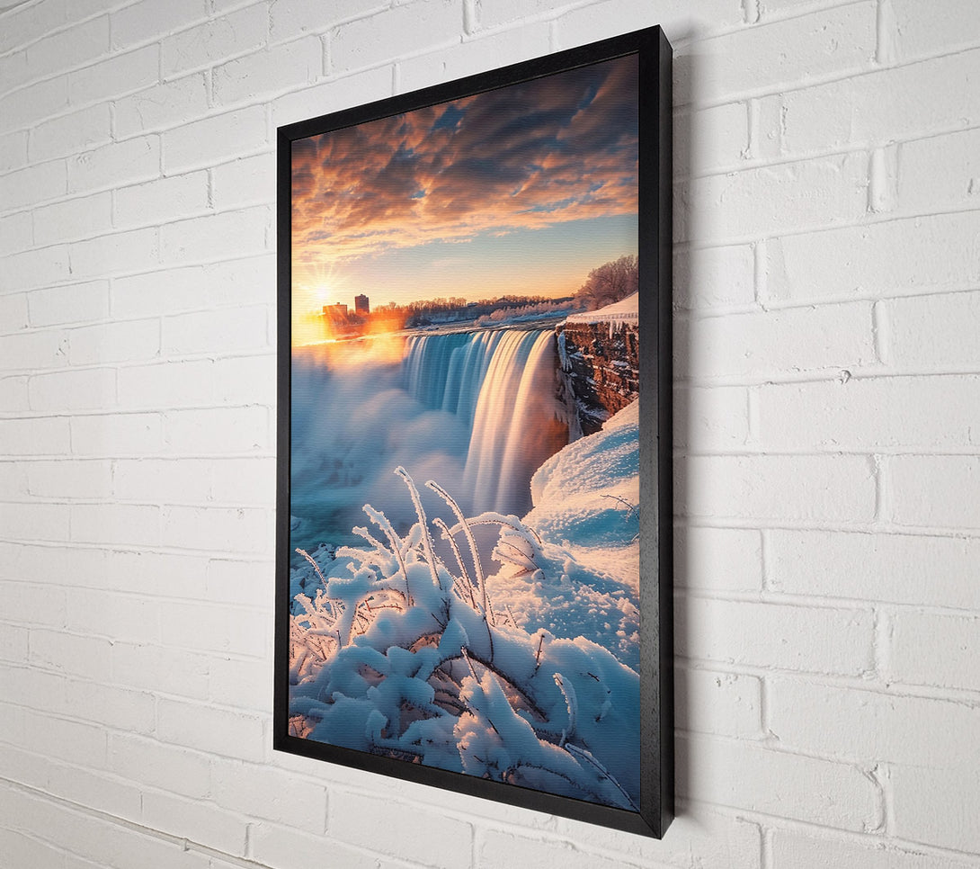  A Canvas Print of Golden Sunset Waterfall Canvas Art
