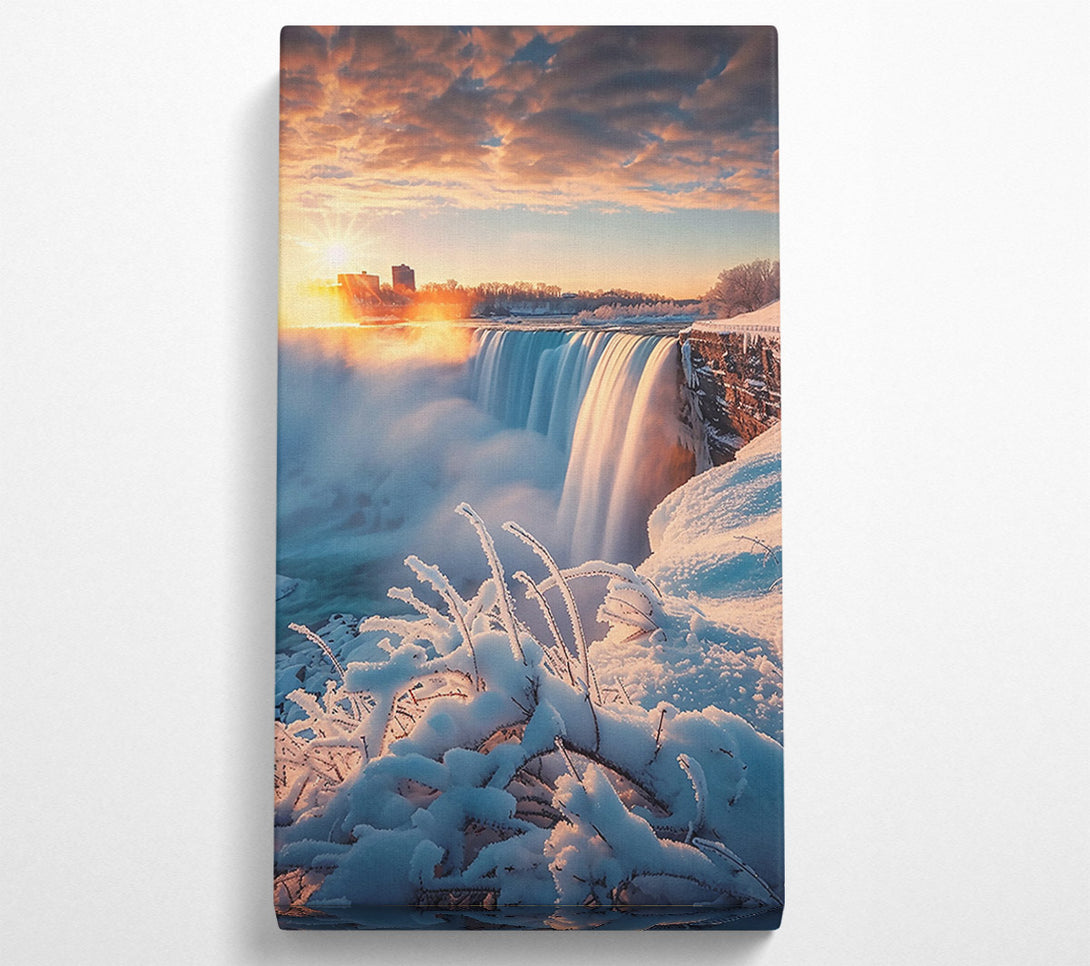 A Canvas Print of Golden Sunset Waterfall Canvas Art