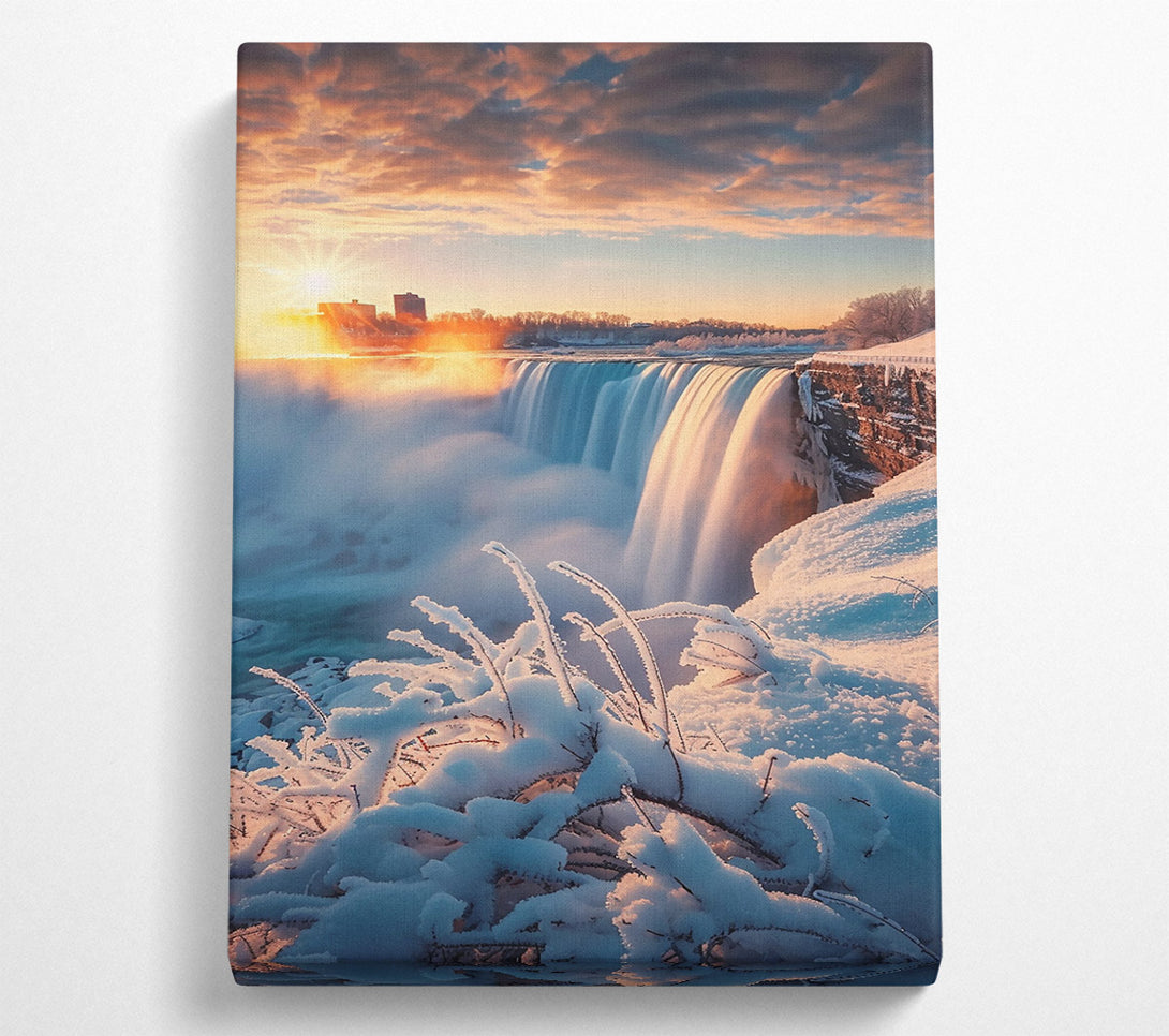  A Canvas Print of Golden Sunset Waterfall Canvas Art