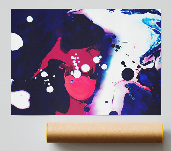 Crimson And Blue Swirls Poster