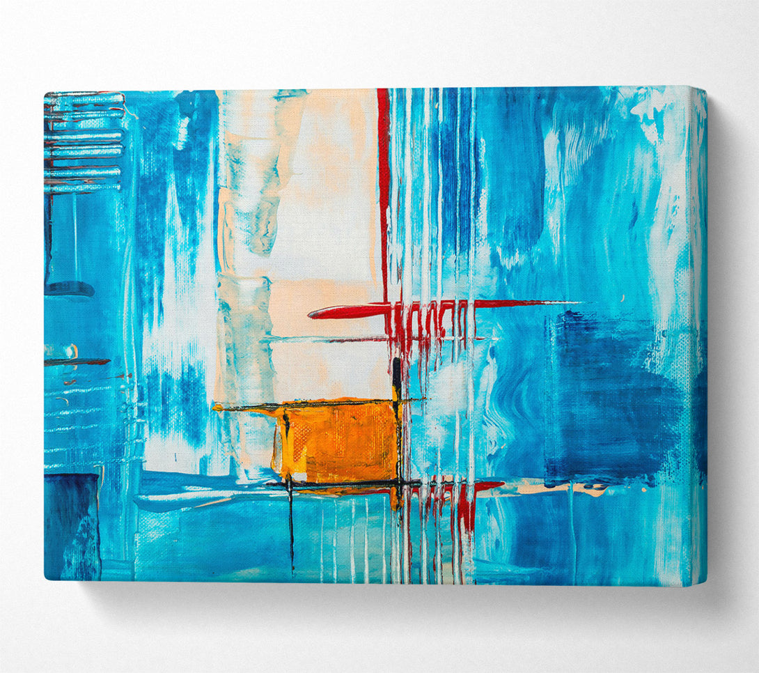  A Canvas Print of Azure Abstract Strokes Canvas Wall Art