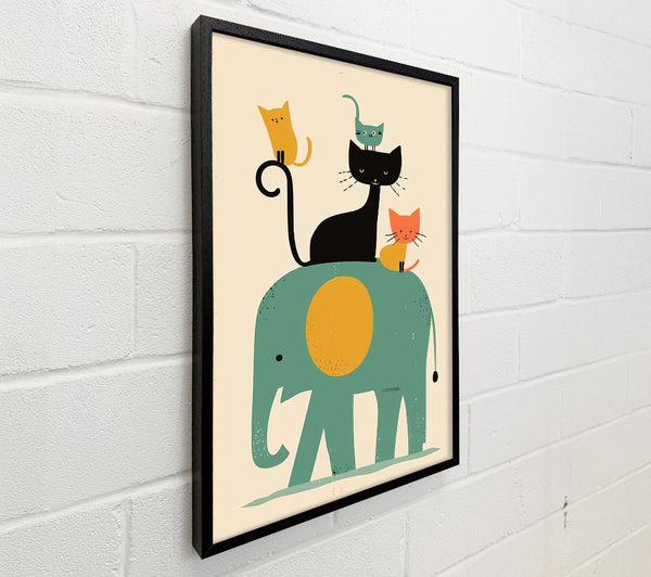 Teal Elephant Cat Pile