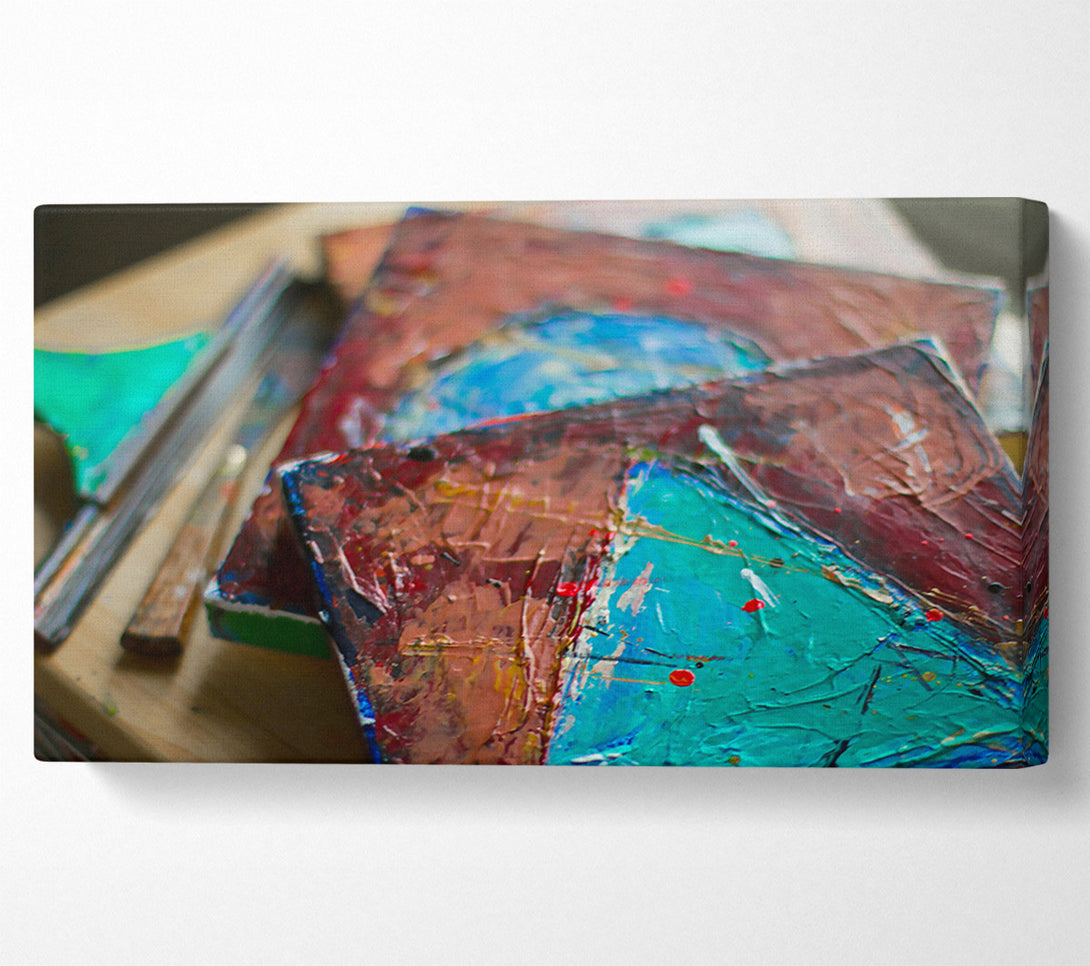  A Canvas Print of Crimson & Turquoise Layers Canvas Print