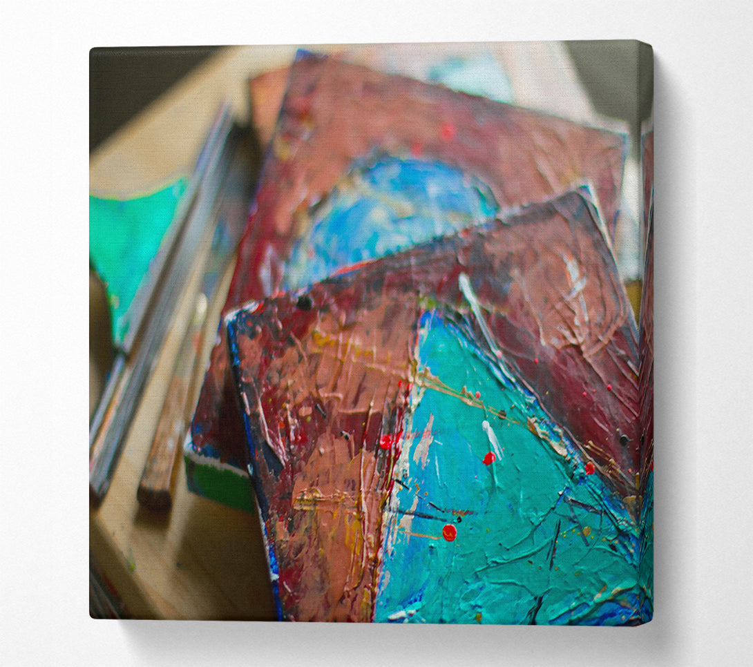  A Canvas Print of Crimson & Turquoise Layers Canvas Print