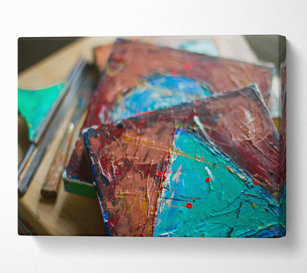  A Canvas Print of Crimson & Turquoise Layers Canvas Print