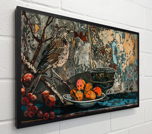 Teal Bird And Fruit