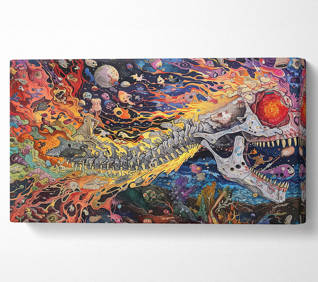  A Canvas Print of Crimson Cosmic Skeleton Canvas Art