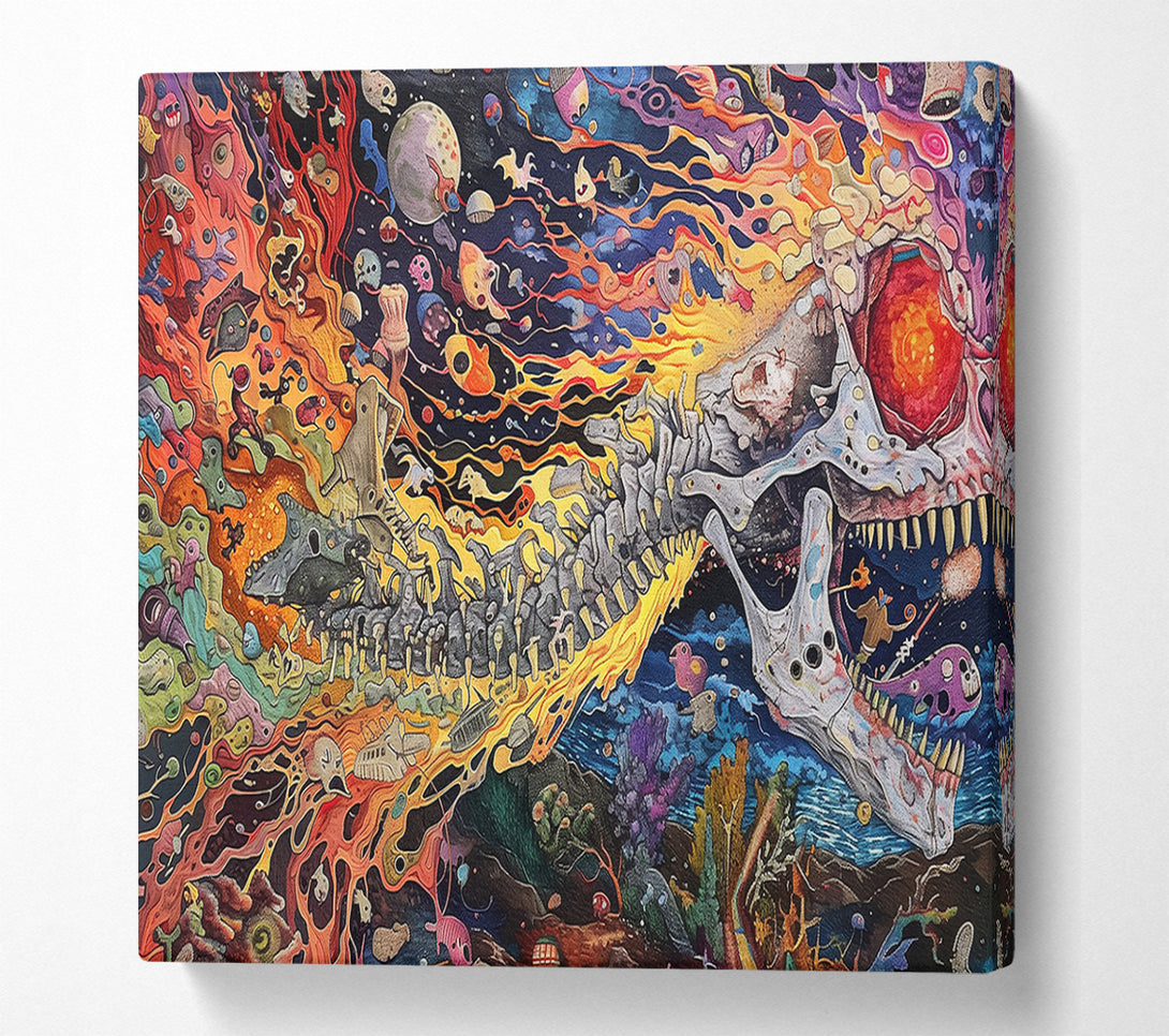  A Canvas Print of Crimson Cosmic Skeleton Canvas Art