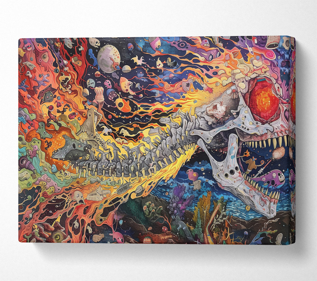  A Canvas Print of Crimson Cosmic Skeleton Canvas Art