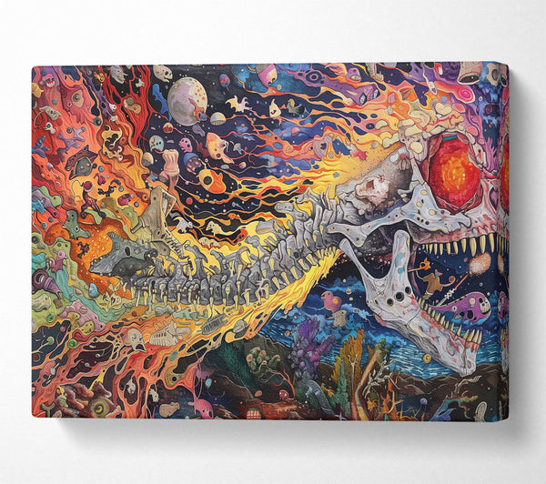  A Canvas Print of Crimson Cosmic Skeleton Canvas Art
