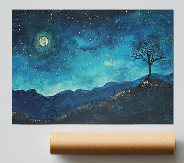 A Starry Night Sky Blues Print