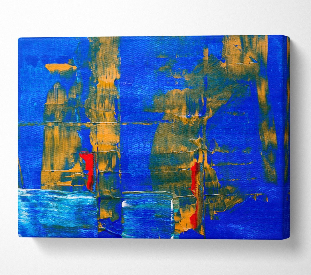  A Canvas Print of Azure Abstract Strokes Canvas Wall Art