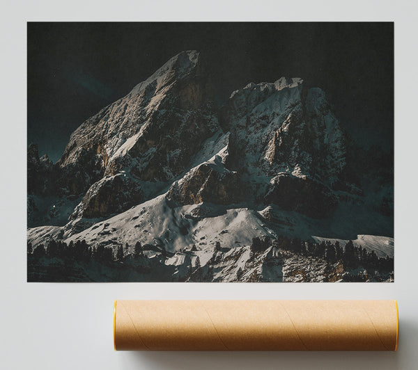 White Peaks At Night Print