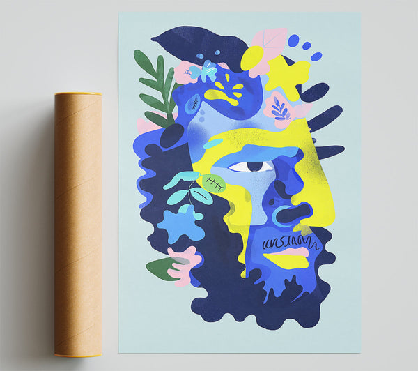 Blue Yellow Bloom Giclee Print