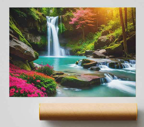 Pink Waterfall Oasis Print