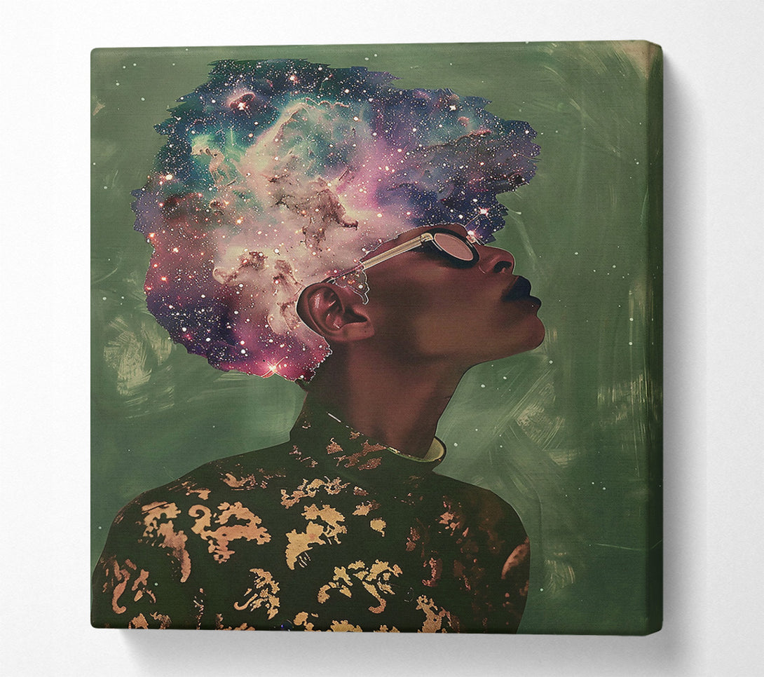  A Canvas Print of Green Galaxy Glow Canvas Wall Art