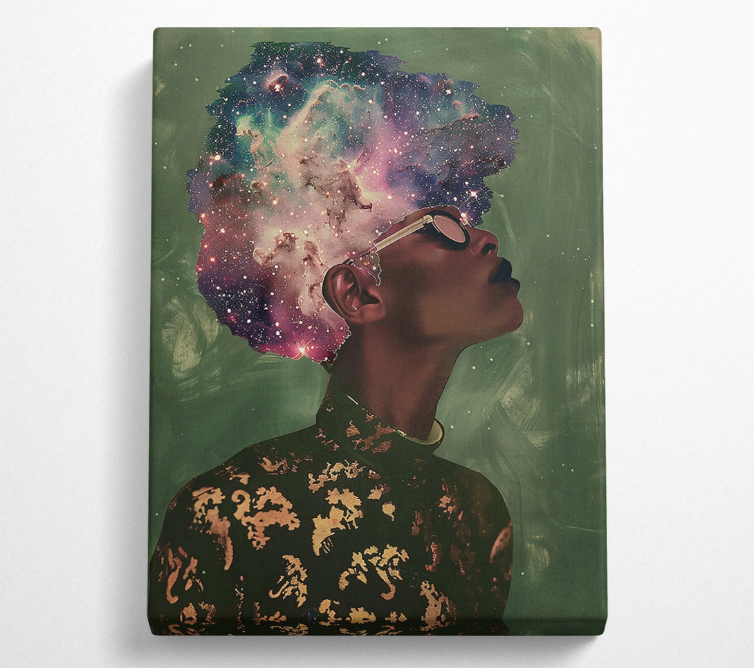  A Canvas Print of Green Galaxy Glow Canvas Wall Art