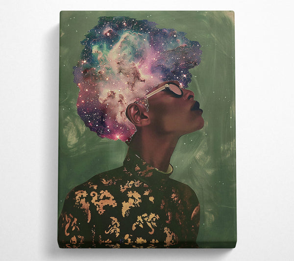 Green Galaxy Glow Canvas Wall Art
