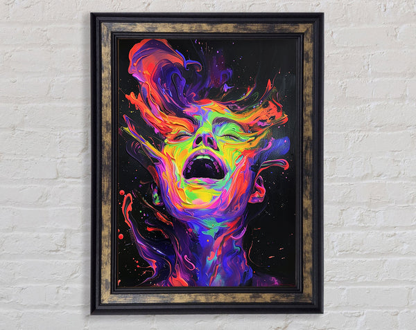 Abstract Flow Paint Scream Framed Print