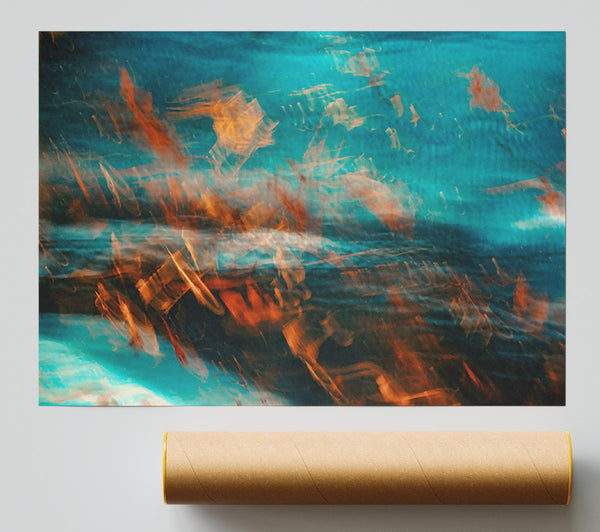 Azure And Amber Flow Print
