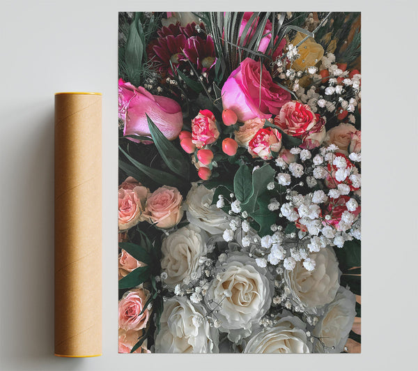 White Roses In Bloom Poster