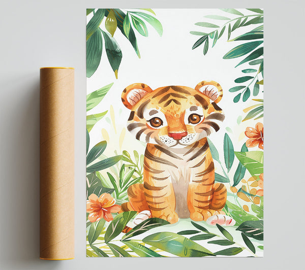 Orange Jungle Cub Giclee Print