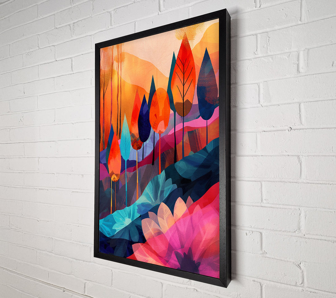  A Canvas Print of Orange Sunset Forest Canvas Print