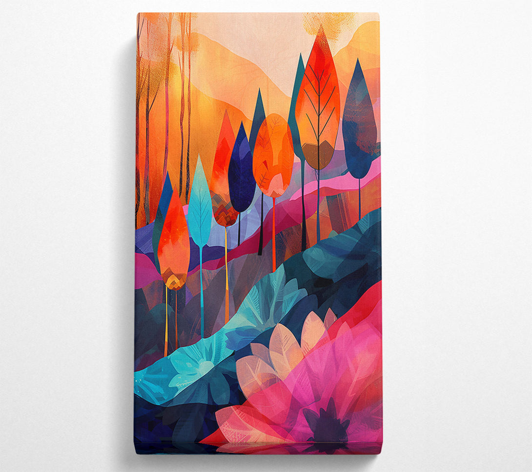  A Canvas Print of Orange Sunset Forest Canvas Print