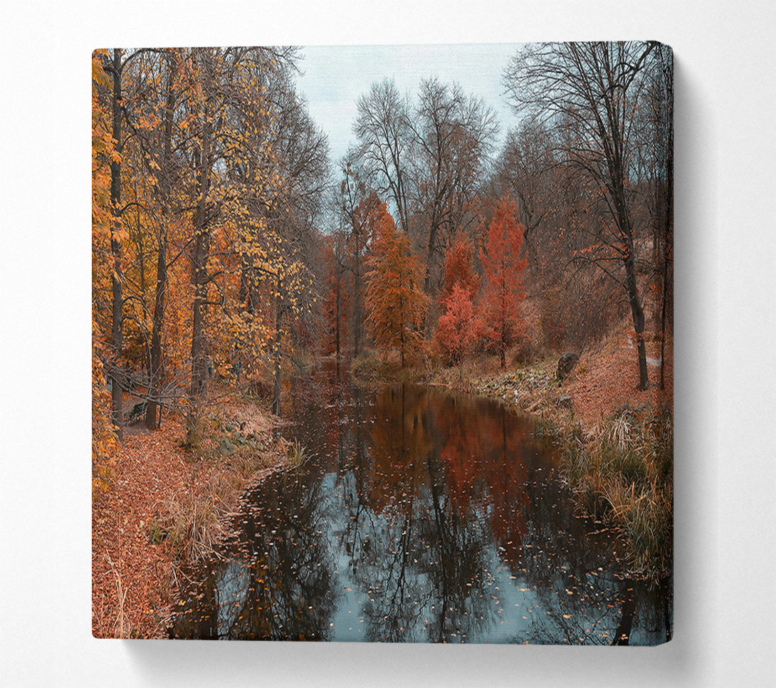  A Canvas Print of Crimson Autumn Reflection Canvas Print