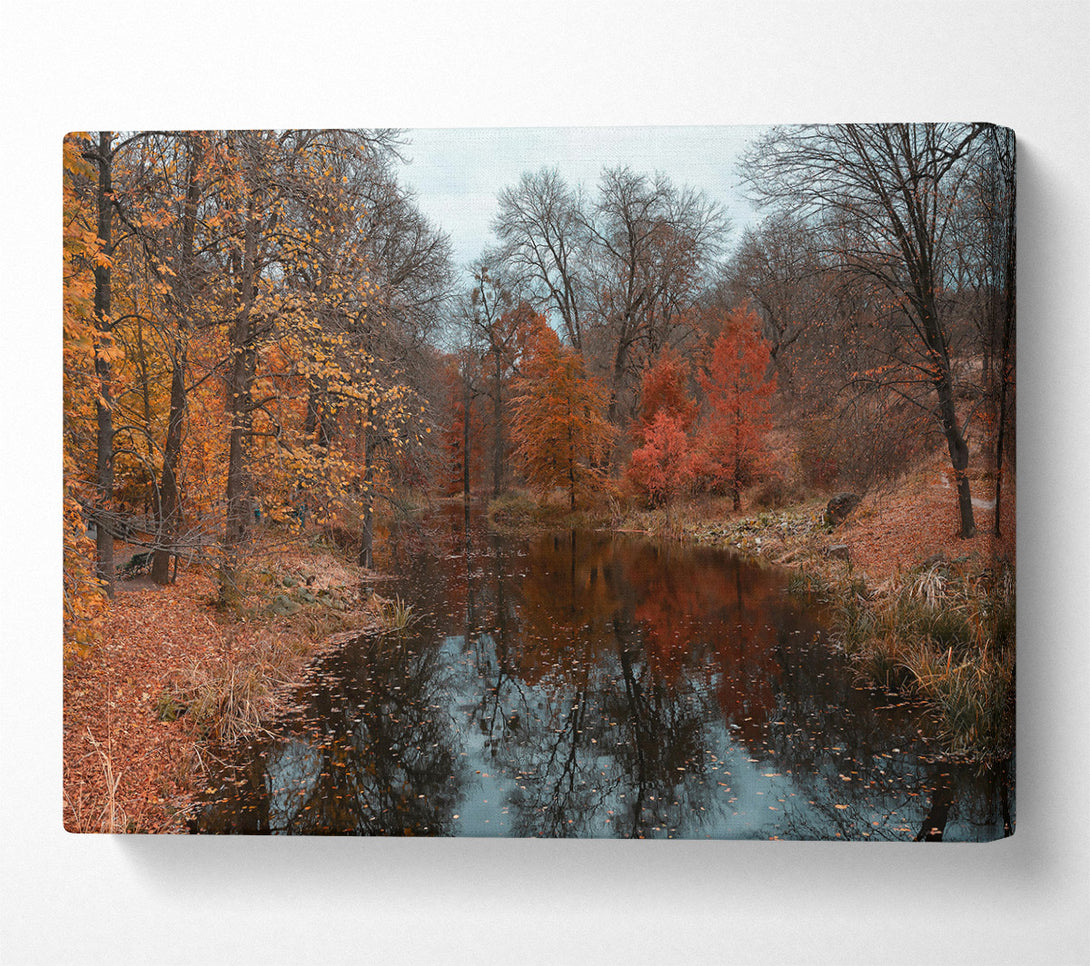  A Canvas Print of Crimson Autumn Reflection Canvas Print