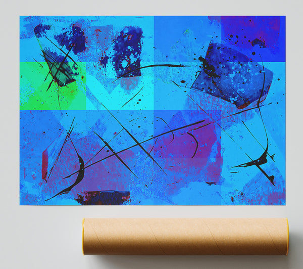 Azure Abstract Splatter Print