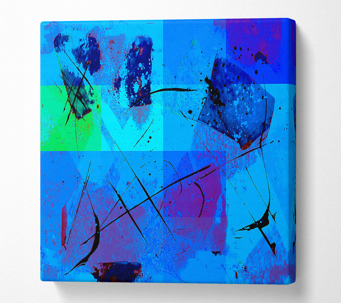  A Canvas Print of Azure Abstract Splatter Canvas Print
