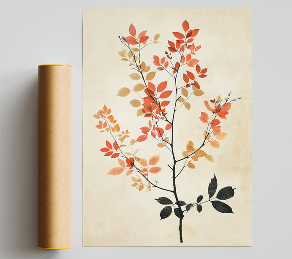 Crimson Branch Silhouette Print