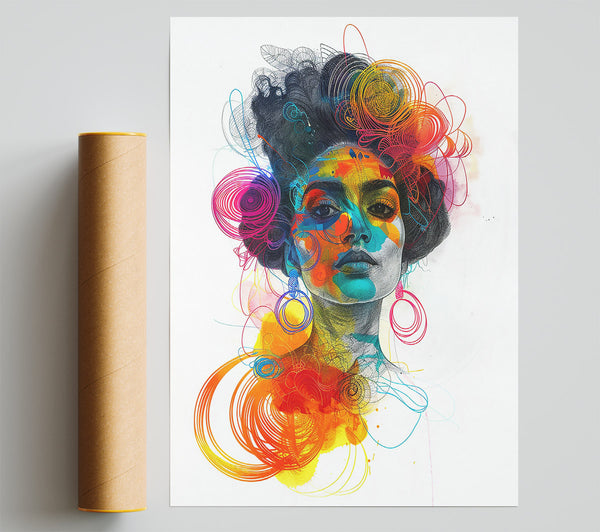 Orange Swirls And Lines Giclee Print