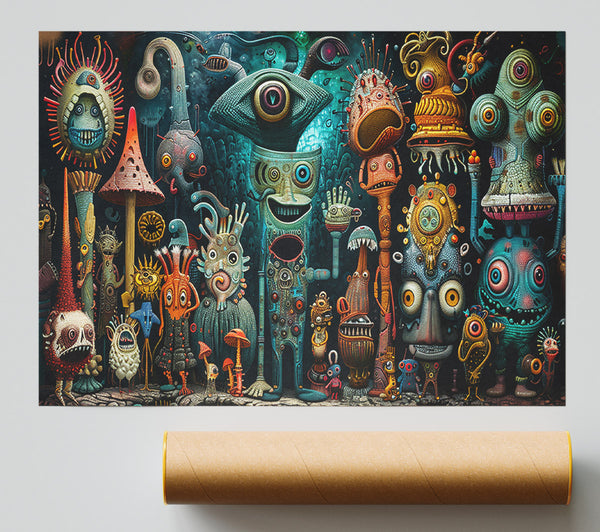 Teal Dream Creatures Print
