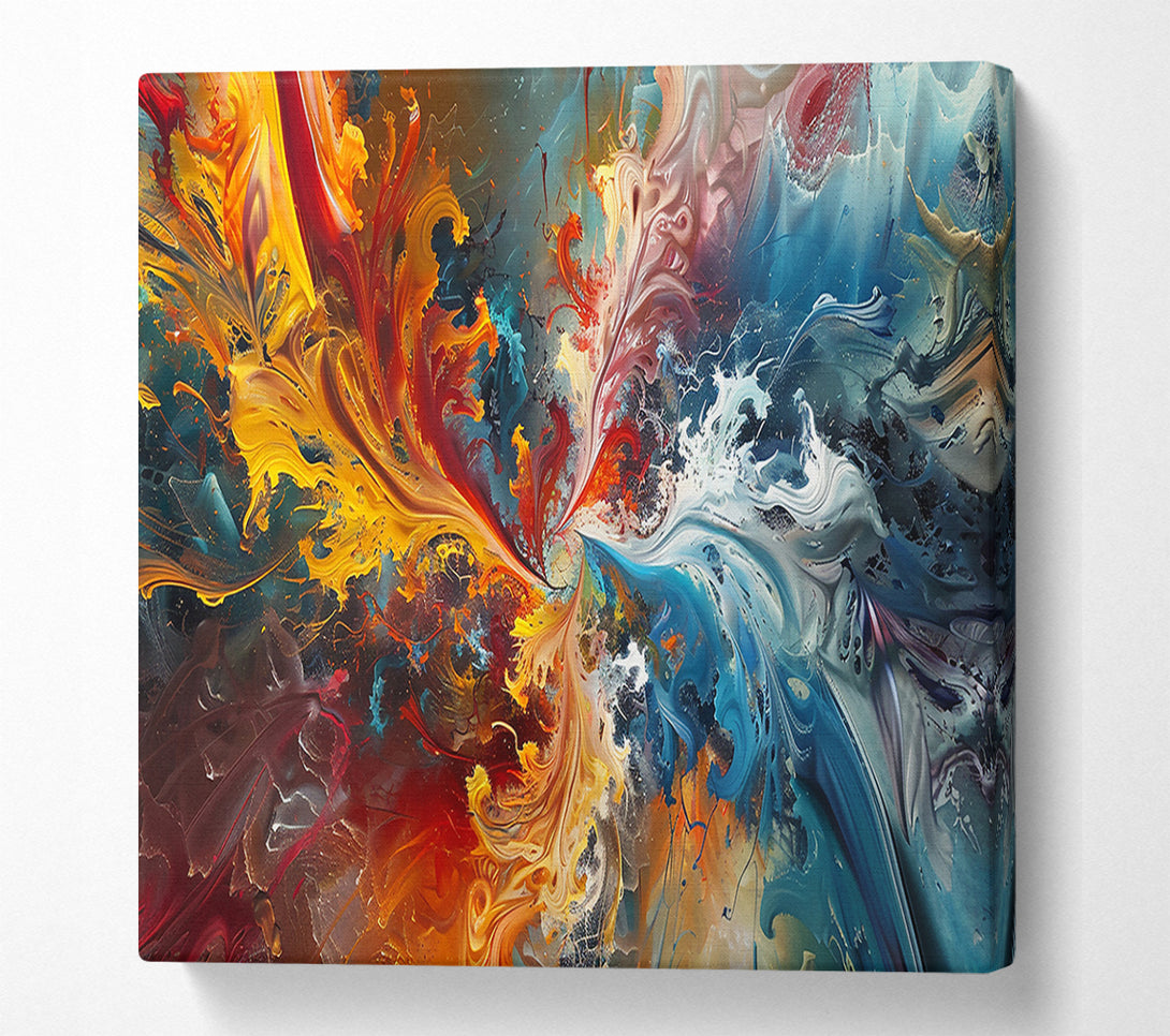  A Canvas Print of Azure Swirls And Flames Canvas Art