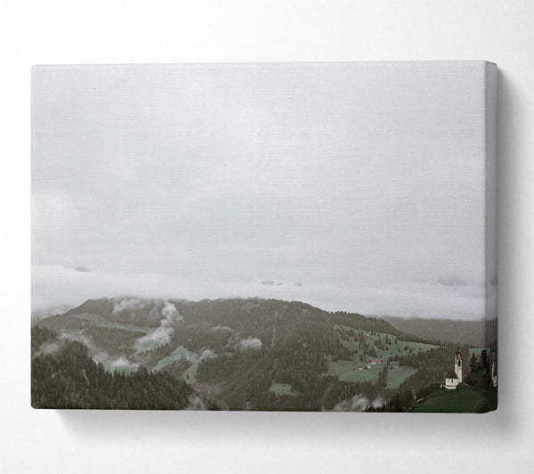  A Canvas Print of Grey Foggy Mountainscape Canvas Wall Art