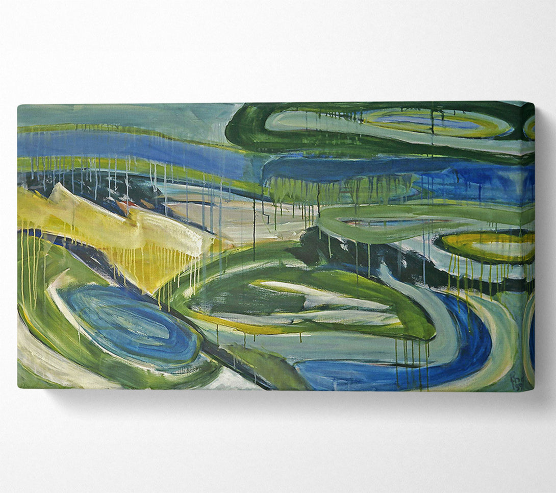  A Canvas Print of Green And Blue Drips Canvas Art