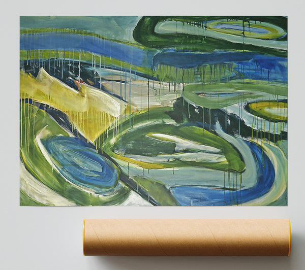Green And Blue Drips Poster